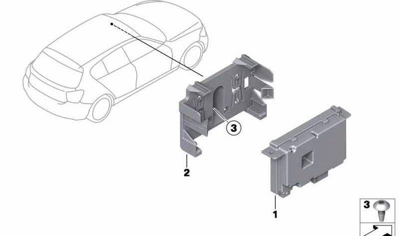 Soporte para la Unidad de Control para BMW F20, F21, F22, F23, F87, F30, F31, F34, F35, F80, F32, F33, F36, F82, F83 (OEM 66539232796). Original BMW