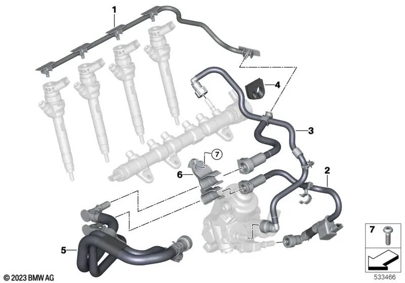 Tubería de aceite de fugas para BMW Serie 5 G60 (OEM 13537927159). Original BMW