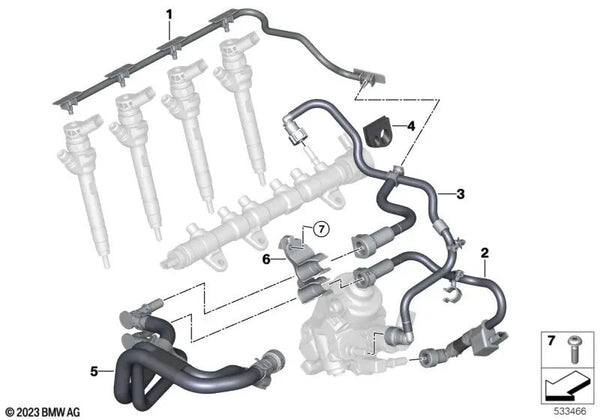 Tubería de aceite de fugas para BMW Serie 5 G60 (OEM 13537927159). Original BMW