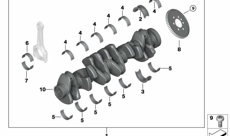 Cáscara de cojinete azul para BMW Serie 3 E46, Z4 E85, E86 (OEM 11247835452). Original BMW