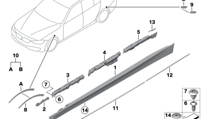 Barra de soporte derecha para BMW Serie 3 F30, F31 (OEM 51777256920). Original BMW