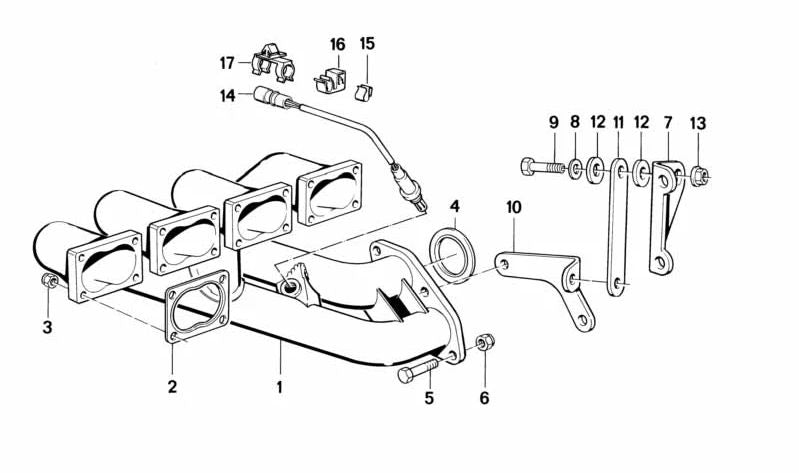 Soporte para BMW Serie 3 E30 (OEM 18201309041). Original BMW.