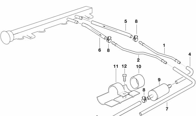 Tubería de alimentación de combustible OEM 13531734762 para BMW E36. Original BMW.