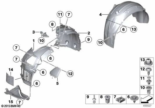 Cubierta inferior izquierda para BMW Serie 5 F18, F18N (OEM 51757256865). Original BMW.