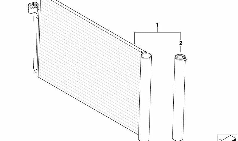 Condensador del Aire Acondicionado con Secador para BMW Serie 5 E60, E61, Serie 6 E63, E64, Serie 7 E65, E66 (OEM 64509122825). Original BMW