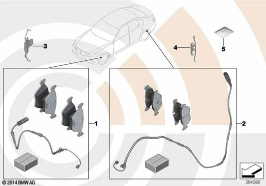 Juego de pastillas de freno con sensor de desgaste para BMW E87 (OEM 34112288849). Original BMW