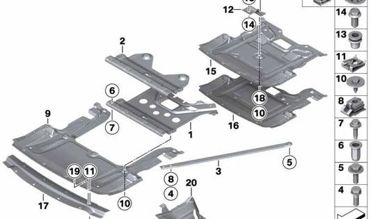 Copertura inferiore anteriore OEM 51717210664 per BMW F12, F13, F06. BMW originale