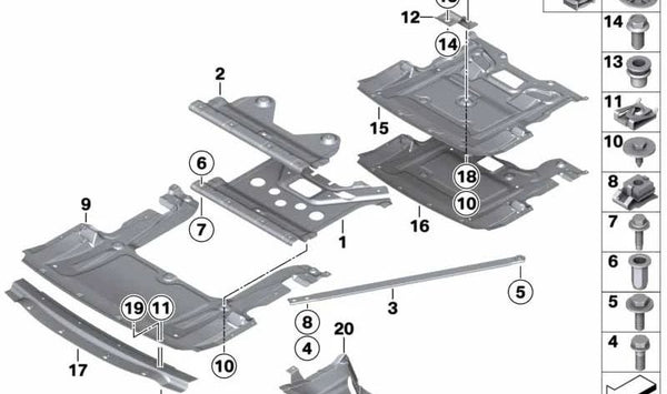 Cubierta inferior delantera OEM 51717210664 para BMW F12, F13, F06. Original BMW