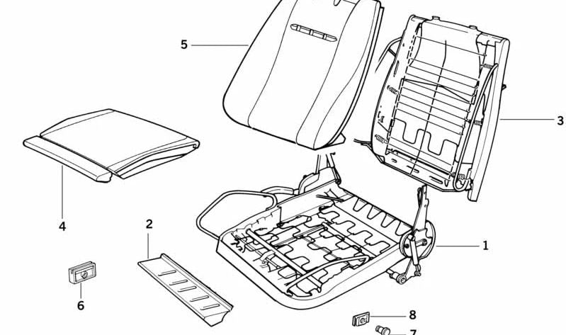 Almohadilla asiento delantero para BMW E30, E28, E23 (OEM 52101933390). Original BMW