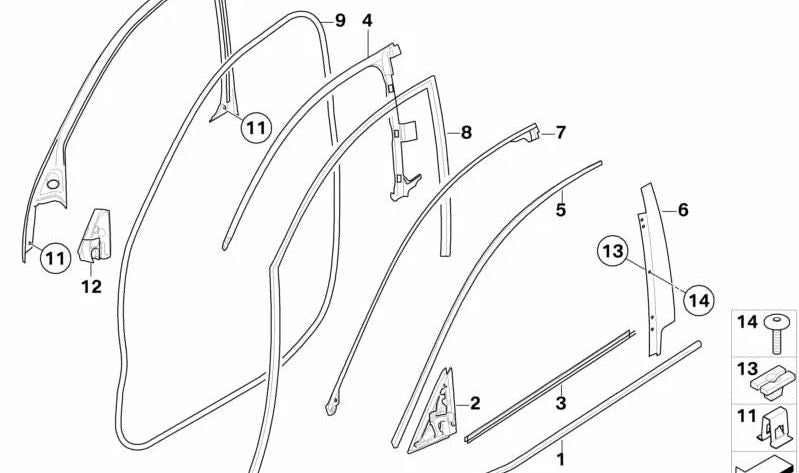 Moldura del Marco de la Ventana para BMW X6 E71, E72 (OEM 51337187202). Original BMW