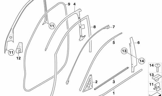 Moldura del Marco de la Ventana para BMW X6 E71, E72 (OEM 51337187202). Original BMW