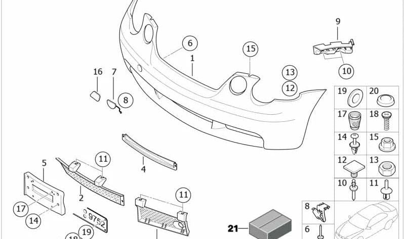 Left grille with fog light recess OEM 51117895035 for BMW E46 (Compact, Touring, Sedan, Coupe, Cabrio). Original BMW.