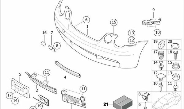 Revestimiento Paragolpes Grundiert Delantero para BMW Serie 3 E46 (OEM 51117894750). Original BMW