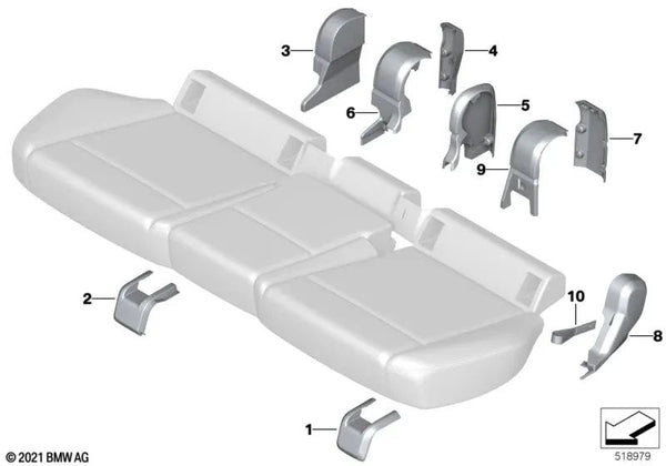 Cubierta de riel del asiento para BMW Serie 2 U06, X1 U11 (OEM 52209874883). Original BMW.