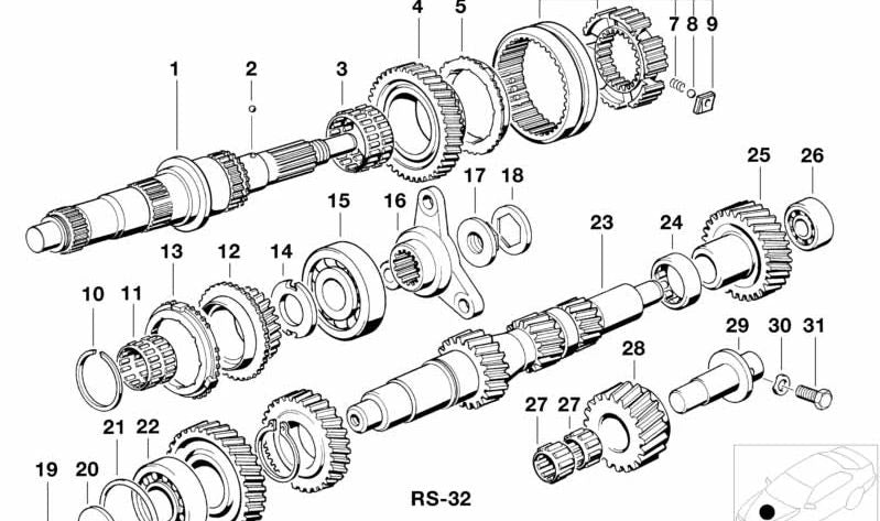 Guía de marcha atrás y quinta velocidad OEM 23231224319 para BMW (E28, E24). Original BMW.