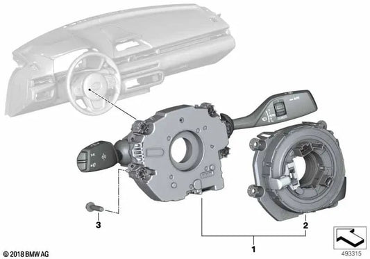 Centro de Control Columna de Dirección para BMW F44, G42, F90, G30, G38, G32, G11N, G12N, F91, F92, F93, G02, F96, G29 (OEM 61315A32036). Original BMW