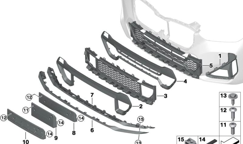 OEM 5115AEF5 Linkes Lufteingangsnetz für BMW U11, U12. Original BMW.