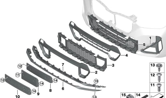 Left Air Intake Grille OEM 51115A5AEF5 for BMW U11, U12. Original BMW.