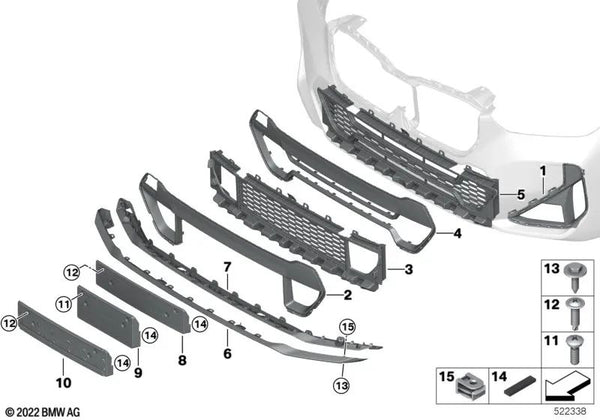 Portaplacas delantero para BMW U11 (OEM 51119881927). Original BMW