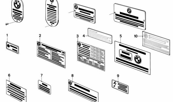 Etiqueta de presión de neumáticos OEM 51142301487 para BMW (E46, E90, E91, E92, E93). Original BMW.