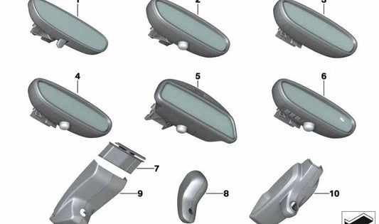 Espelho interior EC/LED/GTO/Brújula para BMW Series 2 F22, F23, F87, X1 F48, X2 F39 (OEM 51166821262). BMW original