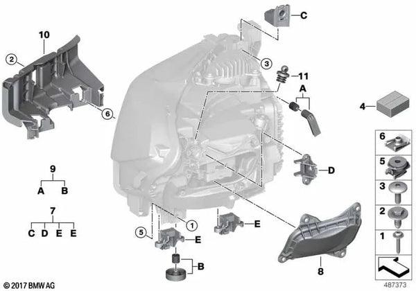 Tapa de faro izquierda para BMW F22N, F23N, F87N (OEM 63117494853). Original BMW.