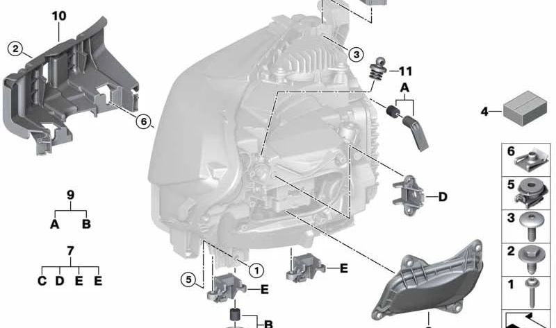 Juego de casquillos para BMW Serie 2 F22N, F23N, F87N (OEM 63117494848). Original BMW