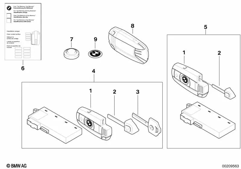 Adaptador Llave de Repuesto para BMW Serie 1 E87, E87N, Serie 3 E90, E90N, E91, E91N, E92, E92N, E93, E93N, Serie 5 E60, E60N, E61, E61N, Serie 6 E63, E63N, E64, E64N, X5 E70 (OEM 66126937508). Original BMW