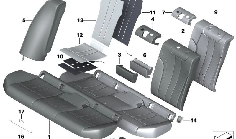 Funda de Asiento de Cuero para BMW Serie 5 G30, G30N (OEM 52208068117). Original BMW.