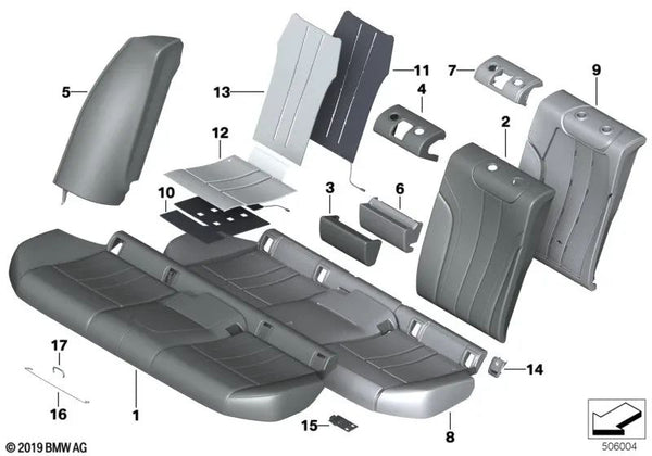 Funda Respaldo Cuero Derecho para BMW G30, G30N (OEM 52207453652). Original BMW