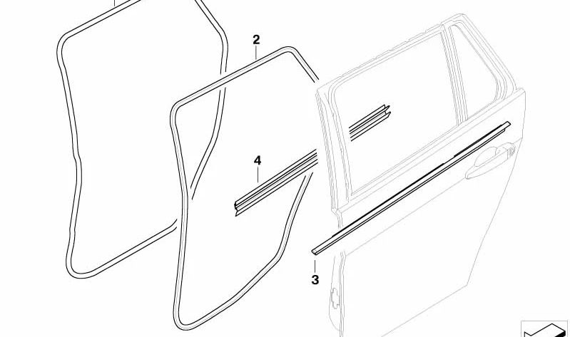 Cubierta exterior para la puerta trasera izquierda OEM 51357140731 para BMW E91. Original BMW.