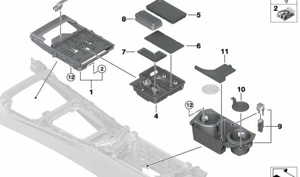 Alfombrilla para compartimento de almacenamiento OEM 51166809047 para BMW Z4 G29. Original BMW.