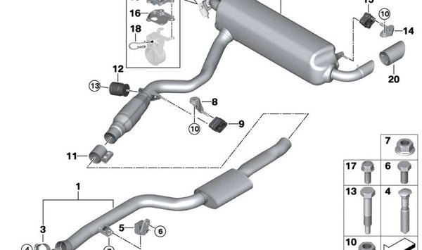 Amortiguador de vibraciones OEM 18309468590 para BMW G42, G20, G21, G28, G22, G23, G26. Original BMW.