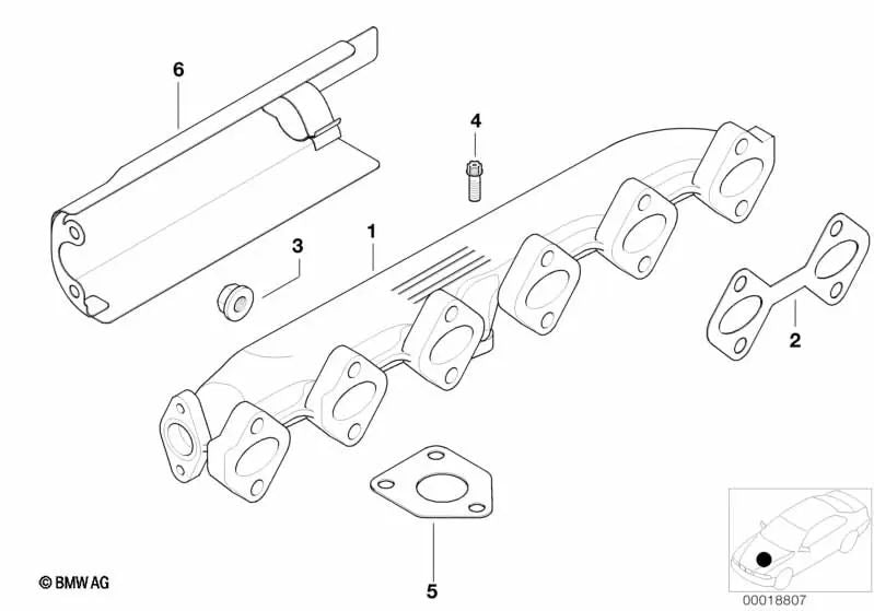 Colector de escape para BMW E46, E39, E38, E53 (OEM 11622248166). Original BMW