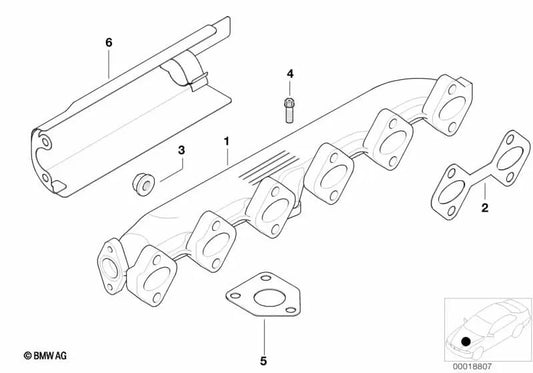 Colector de escape para BMW E46, E39, E38, E53 (OEM 11622248166). Original BMW