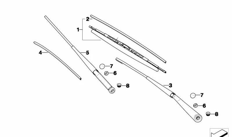 Brazo del limpiaparabrisas lado del conductor para BMW E83, E83N (OEM 61613453533). Original BMW