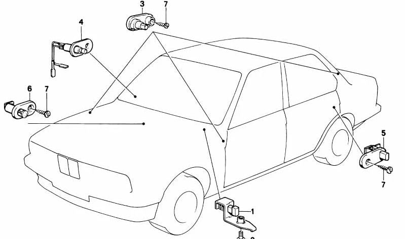 Interrupteur de contact de la porte arrière OEM 61311367809 pour la série BMW 7 (E23). BMW d'origine.