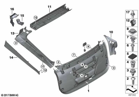 Revestimiento inferior del portón trasero para BMW G32, G32N (OEM 51497472620). Original BMW