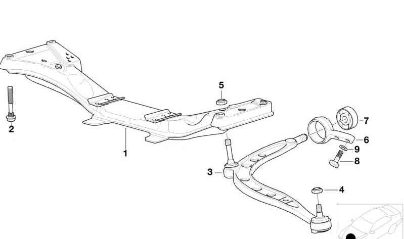 Braccio di sospensione sinistro per la serie BMW 3 E36 (OEM 31122228461). BMW originale.