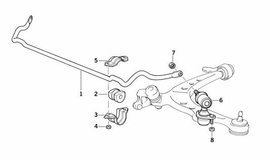 Cojinete de goma estabilizador para BMW Serie 5 E34 (OEM 31351140234). Original BMW