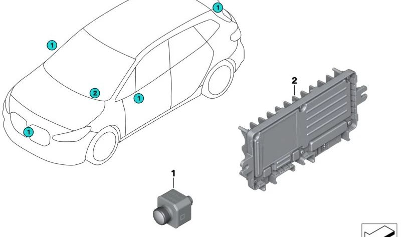 Módulo de control parking automático con cámara OEM 66555A5FD73 para BMW {U06, i20}. Original BMW.