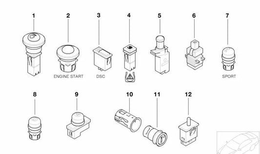 Interruptor de luces de emergencia OEM 61318377336 para BMW {E52 (Z8)}. Original BMW.