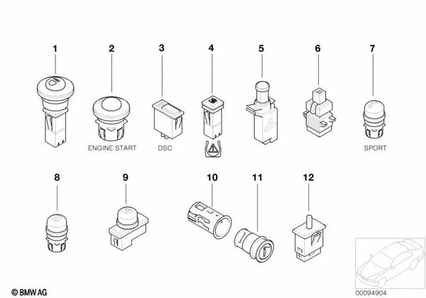 Interruptor de Control de Presión de Neumáticos para BMW E52 (OEM 61316901208). Original BMW