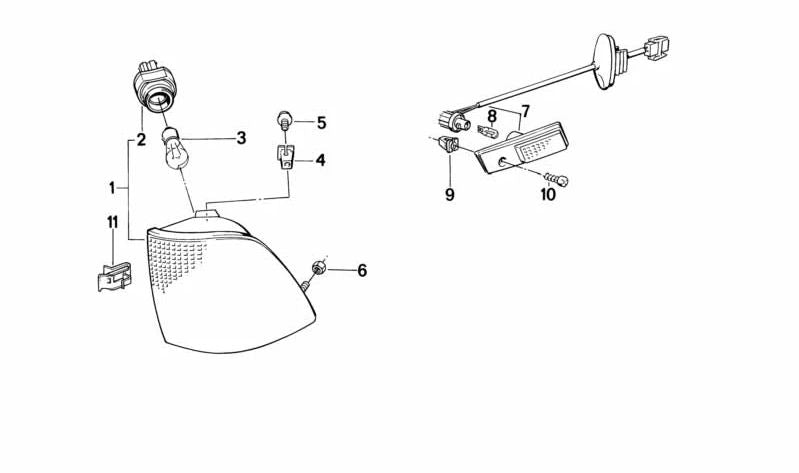 Left indicator for BMW 7 Series E32 (OEM 63131374011). Original BMW