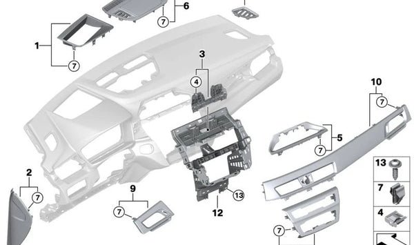 Embellecedor I-Tafel exterior derecha para BMW F48, F49, F39 (OEM 51459292148). Original BMW