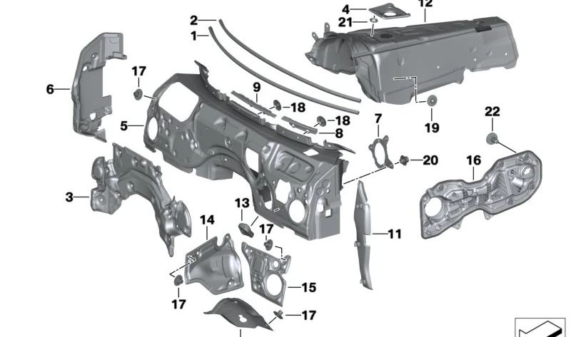 Aislante acústico para BMW G29 (OEM 51487456402). Original BMW