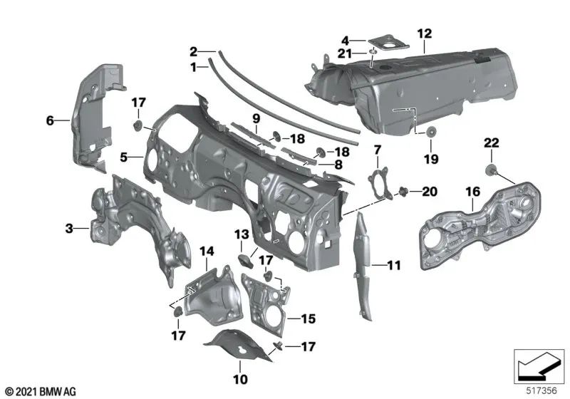 Tuerca con clip para BMW Serie 1 E81, E82, E87, E87N, E88, F20, F21, F40, F52 Serie 3 E90, F30, F80, Serie 5 F07, F10, F11, Serie 6 F06, F12, Serie 7 F01N, F02N (OEM 07147139081). Original BMW