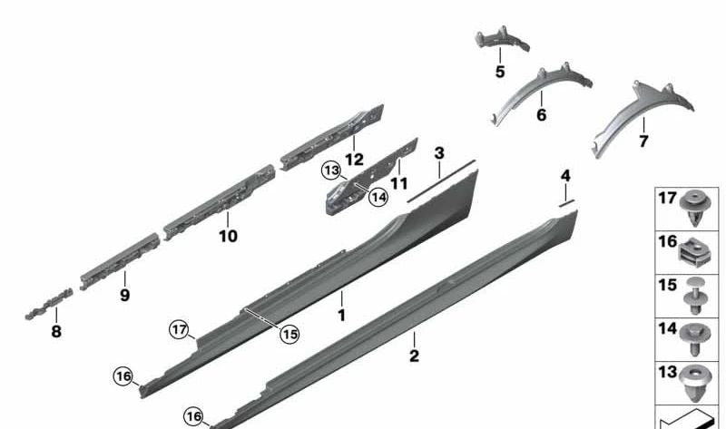 Faldón lateral izquierdo imprimado OEM 51778078759 para BMW F91, F92, G14, G15. Original BMW.