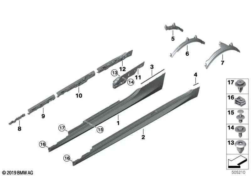 Revestimiento del umbral imprimado derecho para BMW Serie 8 F93, G16 (OEM 51778747266). Original BMW.