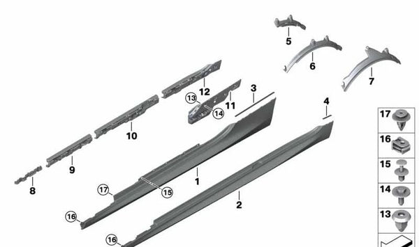 Revestimiento faldón imprimado derecho para BMW F91, F92, G14, G15 (OEM 51778078760). Original BMW.